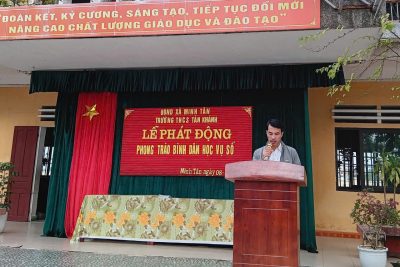 TRƯỜNG THCS TÂN KHÁNH TỔ CHỨC LỄ PHÁT ĐỘNG PHONG TRÀO BÌNH DÂN HỌC VỤ SỐ